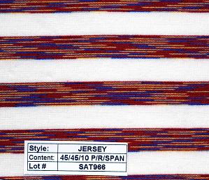 Jersey poly rayon spandex Multi Color Stripe 1/2''